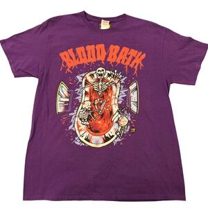 Teen Hearts Blood Bath Purple Graphic T-Shirt Mens Large Skeletons Horror Delta